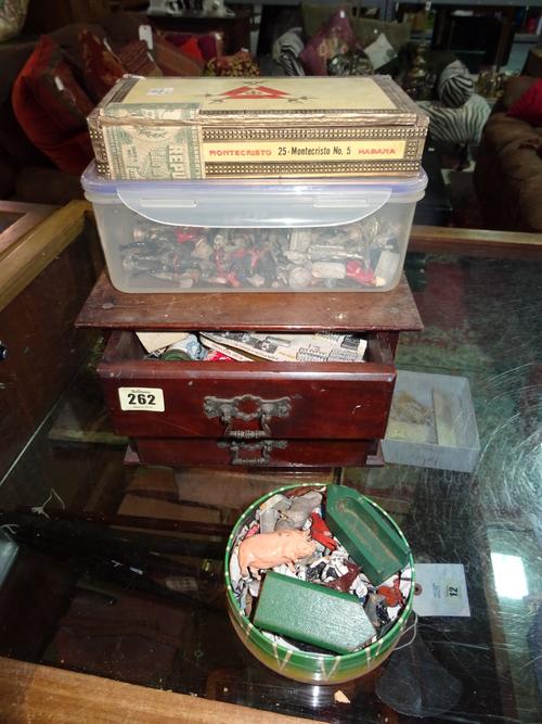 Toys, including; a quantity of lead and other metal soldiers, animals and sundry, (all playworn) (qty).  C