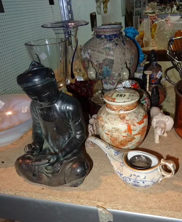 Asian ceramics and collectables, including; ginger jars, turquoise dog of foo models, double gourd vase and sundry, (qty). S3