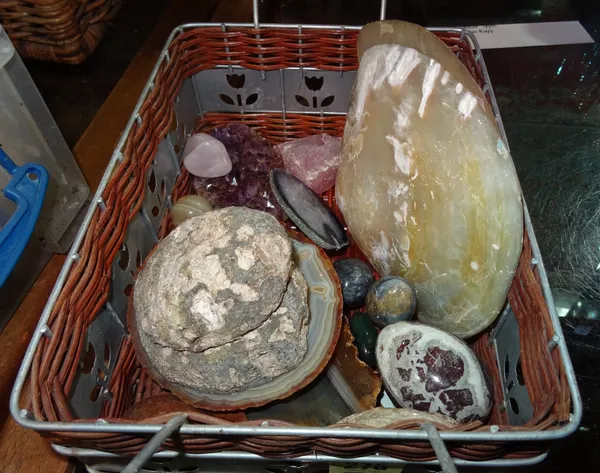 A small collection of minerals, including amethyst, shells and sundry, (qty).  C
