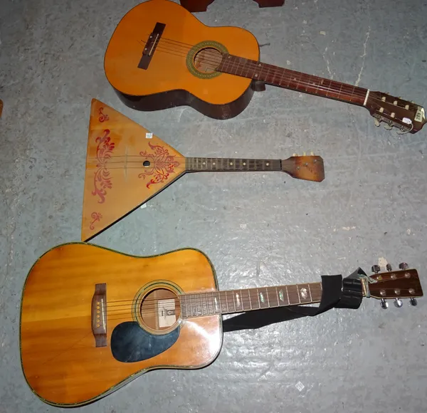 Two 20th century guitars and a mandolin, (3).  S4