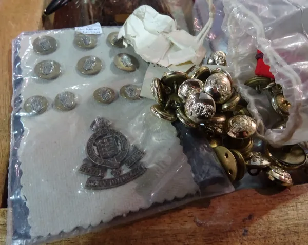 A large quantity of mainly military pin badges and buttons, (qty).  C