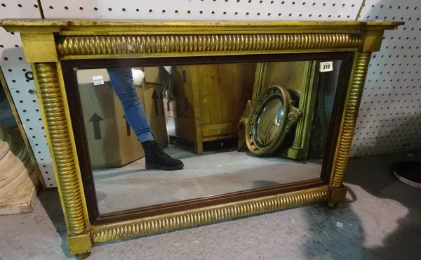 A 19th century gilt overmantel mirror, 80cm wide.  A4