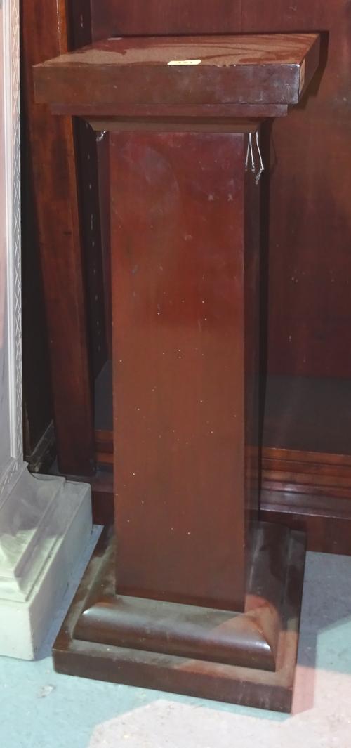 A 20th century hardwood jardiniere stand with lacquer finish on plinth base, 28cm wide x 86cm high.  H10