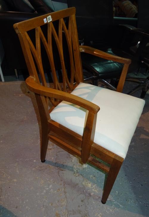 A set of six 20th century fruitwood lattice back dining chairs, on square tapering supports, (6)  E5.