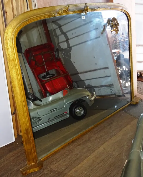 A Victorian gilt framed overmantel mirror, 140cm wide x 119cm high.  A4