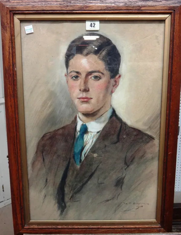 Walter H. Caffyn (1845-1898), Portrait of a young man, watercolour, signed and dated 1913, 52cm x 34cm.  K1