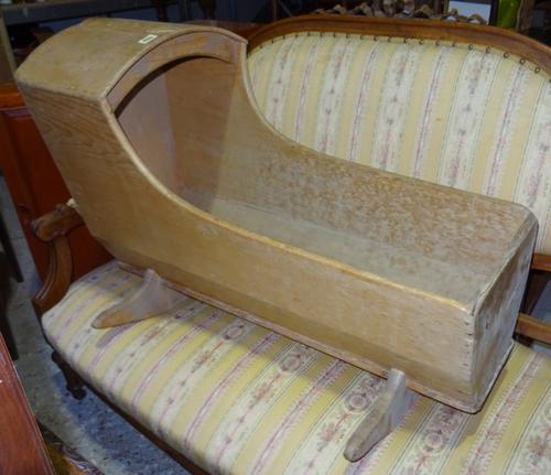 An early 20th century pine crib, 90cm wide x 63cm high.  J4