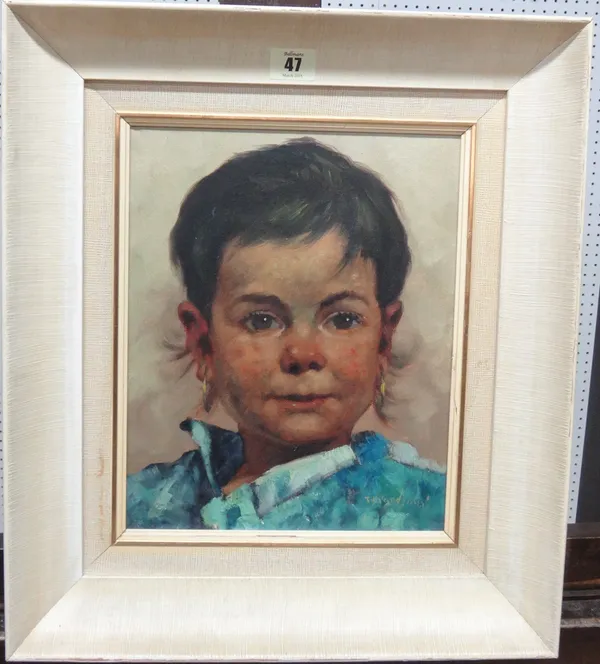 Continental School (20th century), Study of a child, oil on canvas, indistinctly signed, 29cm x 23cm.  K1