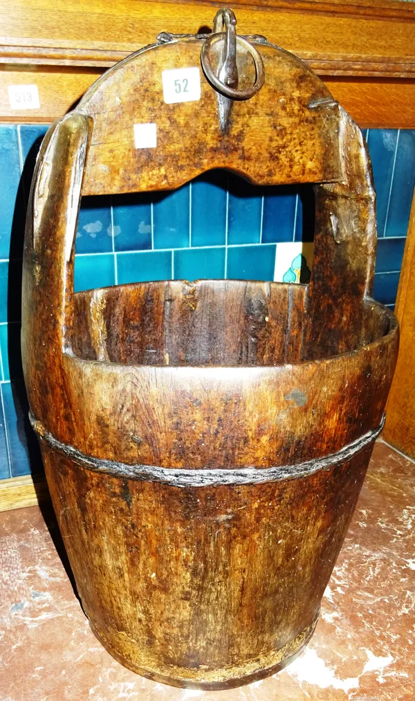 An 18th century oak metal bound bucket.  E9