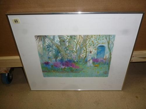 20th century school, Arab figure in garden, watercolour and bodycolour, signed 'M', 26cm x 37cm; and a mixed lot of prints and pictures to include; un