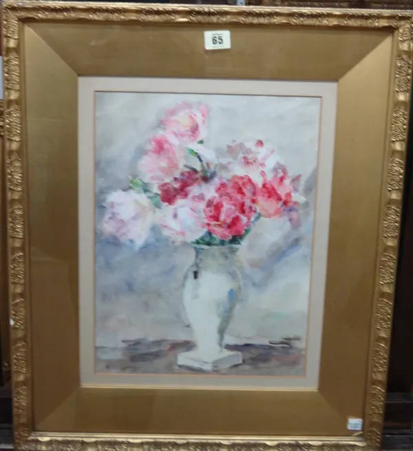 Frances E. Innes (early 20th century), Still life of pink roses, watercolour, signed, 39cm x 28.5cm.  J1