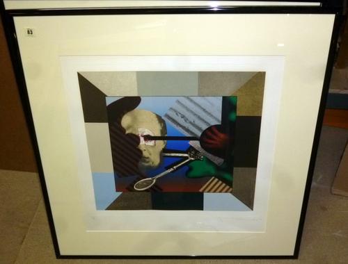 Tom Phillips RA (British 1937- ), Schoenberg 1979 from the collection "Composers", screenprint, signed and numbered 57/75, 44cm x 49cm; and four other