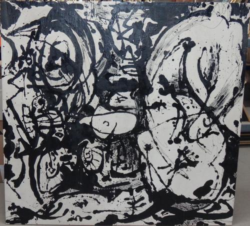 After Jackson Pollock, Untitled, acrylic on canvas, unframed, 147cm x 140cm.