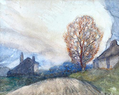 Sir George Clausen (1852-1944), The Country Lane, watercolour, signed, 21.5cm x 28cmProvenance: Leger Galleries Ltd./Exhibited: Graves Art Gallery, Sh