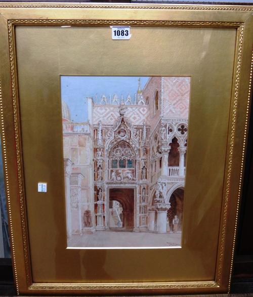 Thomas Henry Hunn (1856-1928), The Porto della Carta, Doges Palace, Venice; San Giorgio Maggiore from the Piazetta San Marco, Venice; two watercolours