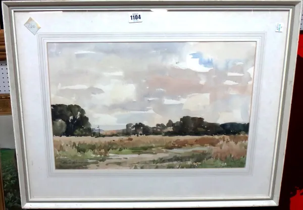 Edward Wesson (1910-1983), Near Dunsfold, watercolour, signed and inscribed, 32cm x 49cm. DDS