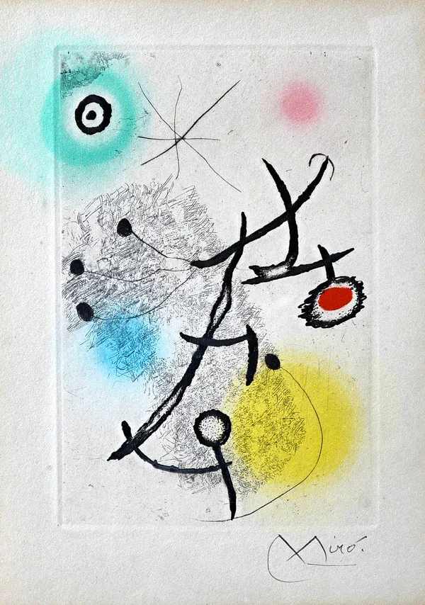 Joan Miro (1893-1983), Ponts Suspendes (Bridges in Space), etching with aquatint in colours, 1964, signed and numbered 2/100 in pencil, Dupin-Miro Gra