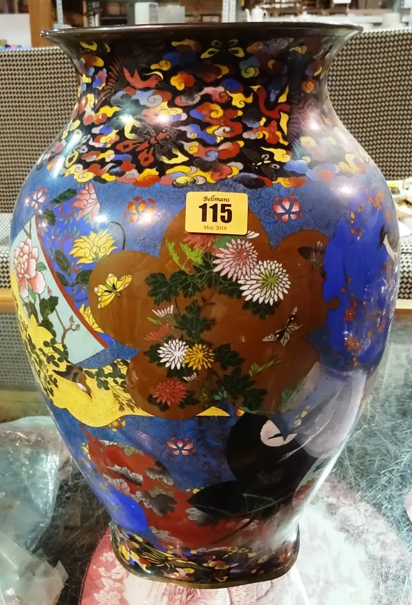 A 20th century Asian cloisonné vase decorated with birds, 40cm high, (a.f).  C5