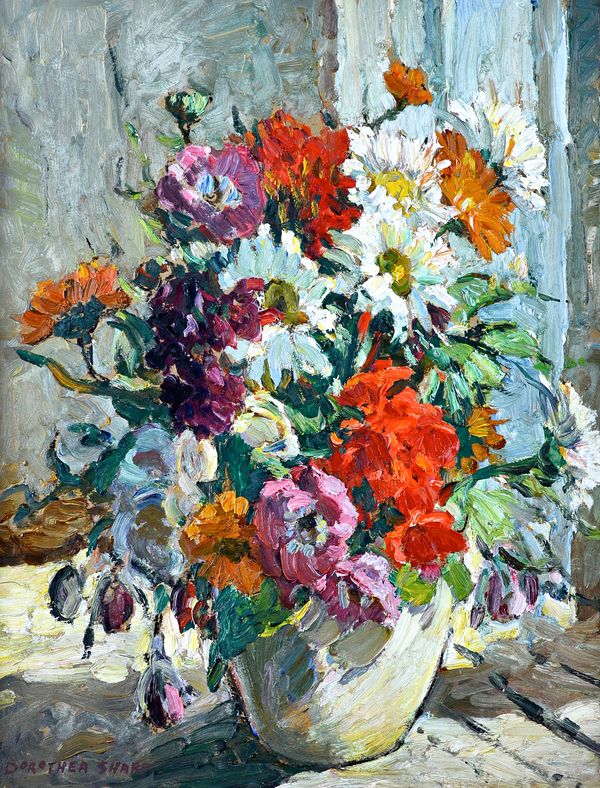 Dorothea Sharp (1874-1955), Still life of mixed flowers, oil on board, bears a signature; inscribed and dated 1946 on reverse, 51cm x 38cm. DDS  Illus