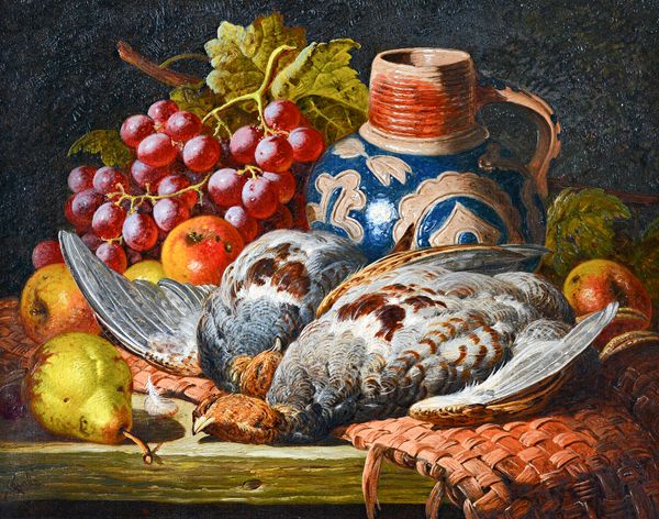 Charles Thomas Bale (1826-1925), Still life of fruit and dead game, oil on canvas, signed, 35cm x 45cm.  Illustrated