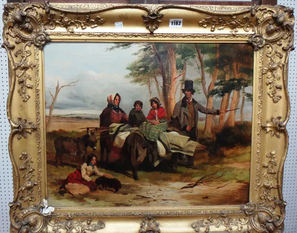 Follower of Erskine Nicol, Travellers at rest, oil on canvas, 41cm x 51cm.