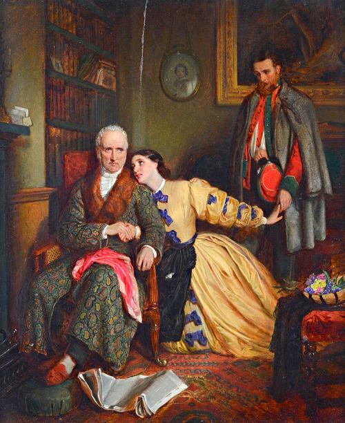 John Bagnold Burgess (1830-1897), Garibaldi's Plea, oil on panel, 35cm x 29cm.  Illustrated
