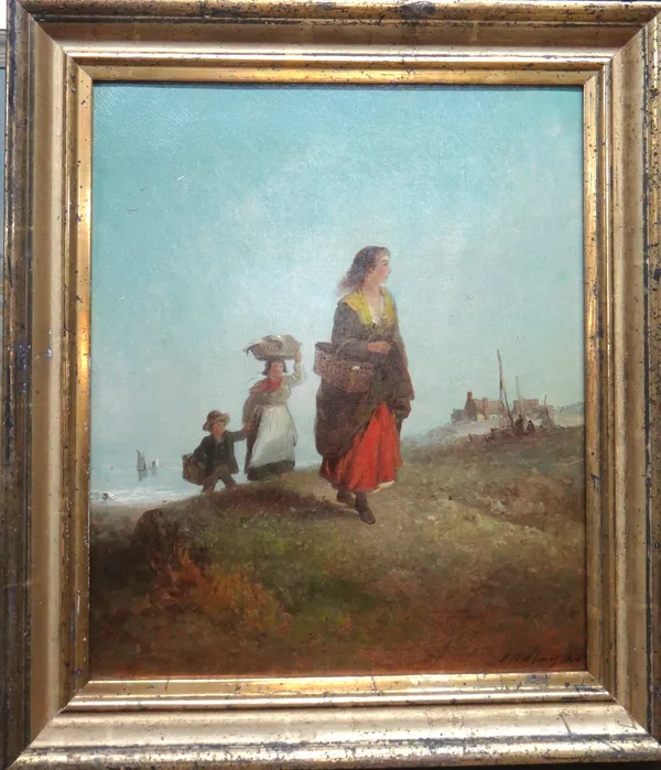 Edward Robert Smythe (1810-1899), Bringing home the catch, oil on canvas, signed, 32cm x 26cm.