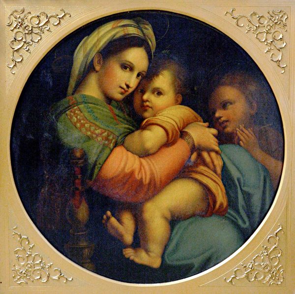 After Raphael Sanzio, The Madonna Della Sedia, oil on board, circular, 71cm diameter.  Illustrated
