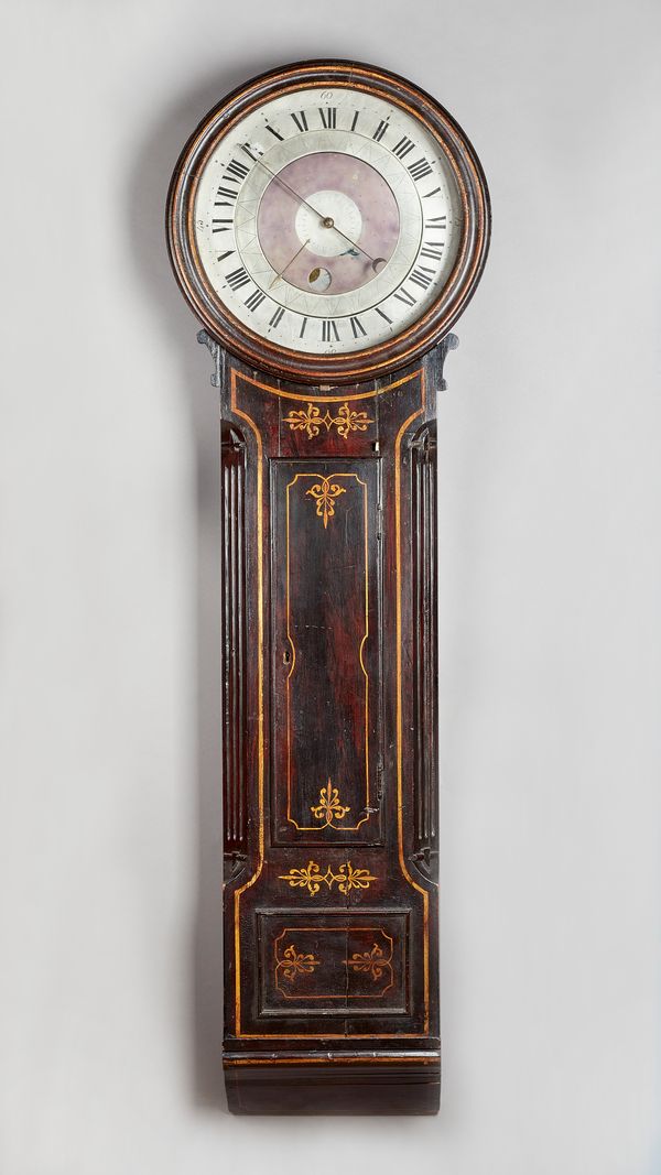 A rare and unusual late Regency/William IV parcel-gilt faux rosewood world-time tavern timepiecePossibly East Anglian SchoolThe case decorated with an