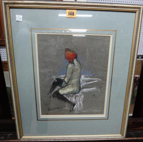 Manner of Henri de Toulouse-Lautrec, seated nude, pastel, bears a signature, 29cm x 23.5cm. E1