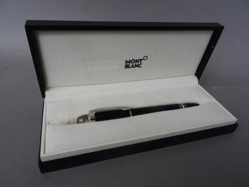 A Montblanc ballpoint pen detailed 'Chivas Regal', cased, one further Montblanc pen body and a Montblanc Meisterstuck leather wallet, boxed, (3).