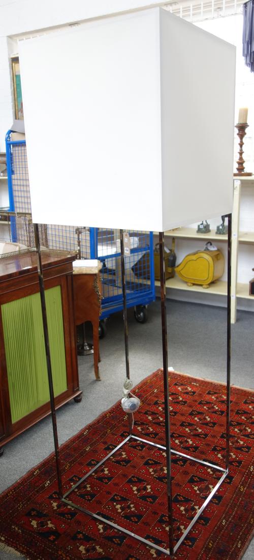 A B&B Italia 'Cubik 180' floor lamp by Jean Marie Massaud, chromed metal with linen shade, 180cm high, 55.5cm x 55.5cm.