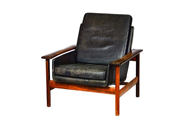 Sven Ivar Dysthe for Dokka, Norway; a mid-20th century rosewood framed open armchair, 81cm wide x 71cm high.  Illustrated