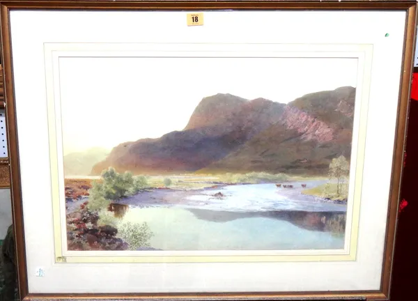 W. M. Hale (19th century), Mountainous river landscape, watercolour, signed, 38cm x 55cm.  K1