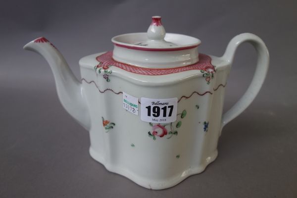 A New Hall tea service, late 18th century, painted with pattern `173', comprising; a teapot and cover, a milk jug, a sugar bowl, a slop bowl, ten tea