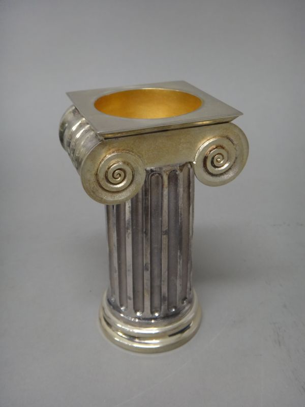 Five silver stands, each modelled as a fluted ionic column, mark of Jocelyn Burton, height 11.8cm, combined gross weight 1270 gms, with individual cas