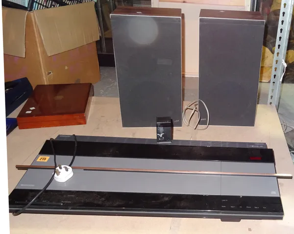 Bang and Olufsen, comprising; a pair of BEOLAB 150 speakers, a pair of BEOBLX S45-2 speakers and a BEOCENTER 8500, (5).  S1B