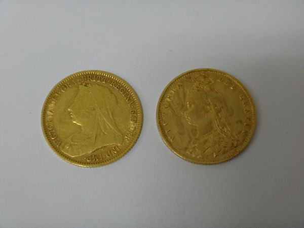 A Victoria Jubilee head half sovereign 1887 and a Victoria old head half sovereign 1893, (2).