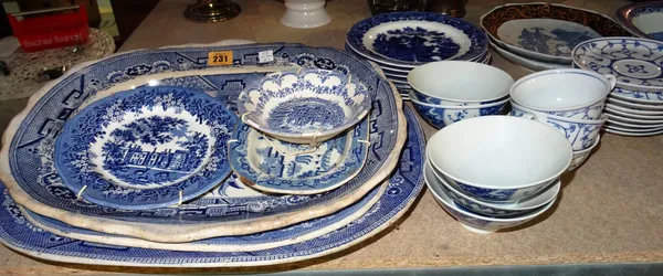 Ceramics, including; mainly blue and white dinner and tea wares, bowls and plates, (qty)  S2T