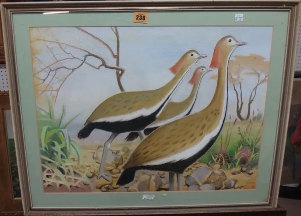 Keith Henderson (1883-1982), Bustards, oil on canvasboard, signed, 41cm x 55cm.  A6