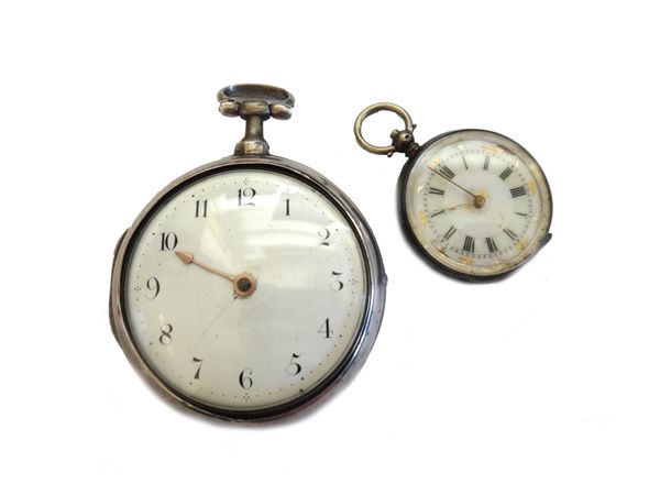 A gentleman's silver twin cased, key wind, openfaced pocket watch, the gilt fusee movement with a verge escapement, pierced and engraved balance cock,