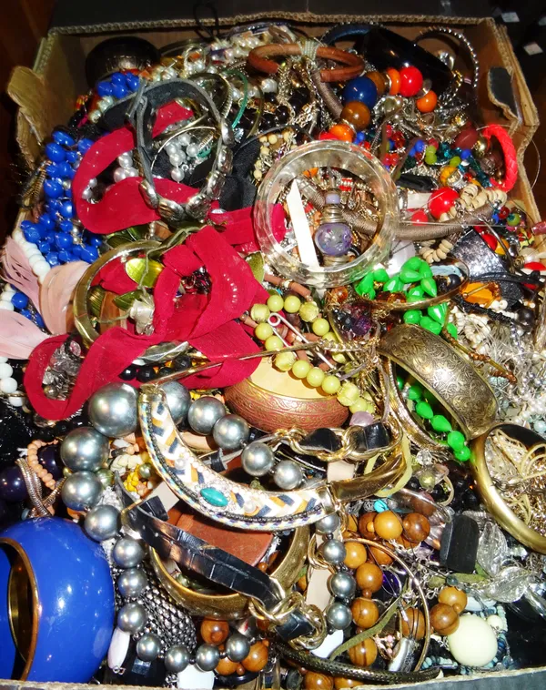 Jewellery, including; 20th century costume jewellery, comprising, bracelets, necklaces, bangles and sundry, (qty)  CAB