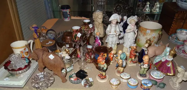 Ceramics, including; Hummel figures, Halcyon Days boxes, mini studio vases and sundry, (qty). S1M