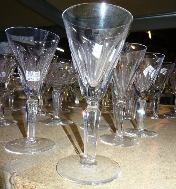 Glassware, comprising; a 20th century part suite of Waterford drinking glasses, including, red and white wine, tumblers, champagne saucers and sundry,