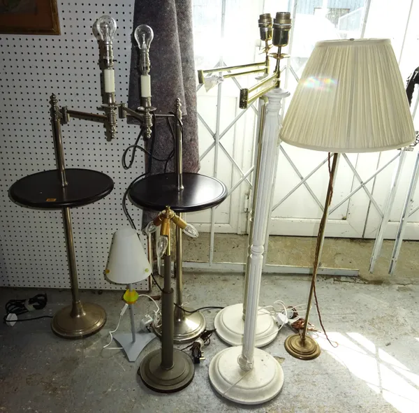 A group of seven 20th century standard lamps, of various sizes, to include two pairs and three single lamps, (7).  A7