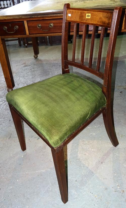 A set of six George III mahogany bar back dining chairs, on fluted tapering supports, (6).  C8