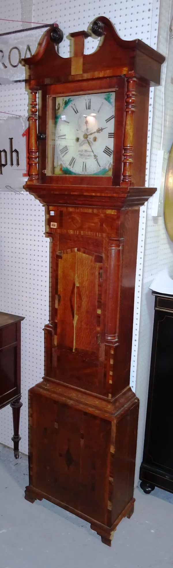 A 19th century oak longcase clock, with painted dial and eight day movement.  G10