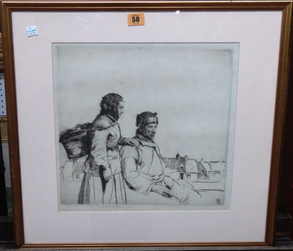 William Lee Hankey (1869-1952), Peasants, etching, signed in pencil, 32cm x 33.5cm.  I1