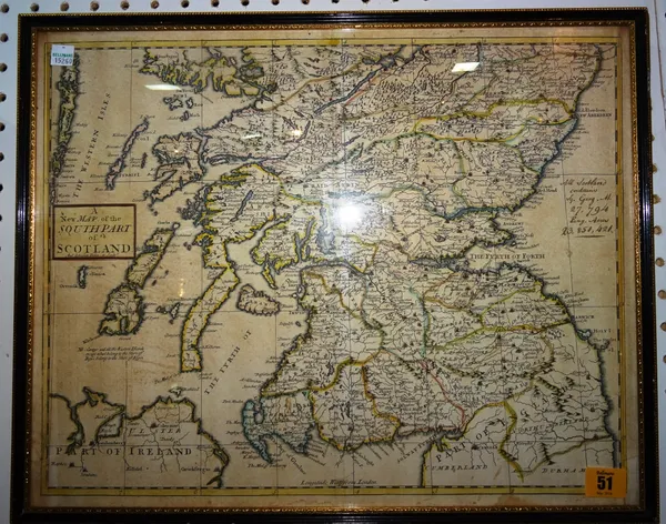 A 'New Map of the South part of Scotland' framed and glazed, long two part map, South/bottom section only by Andrew Johnston  (n.d.- the original impr