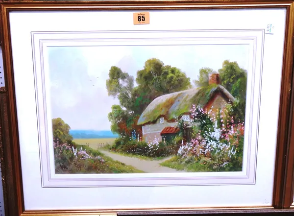 Reginald Daniel Sherrin (1891-1971), Cottage scene, gouache, signed, 26cm x 39cm.  H1